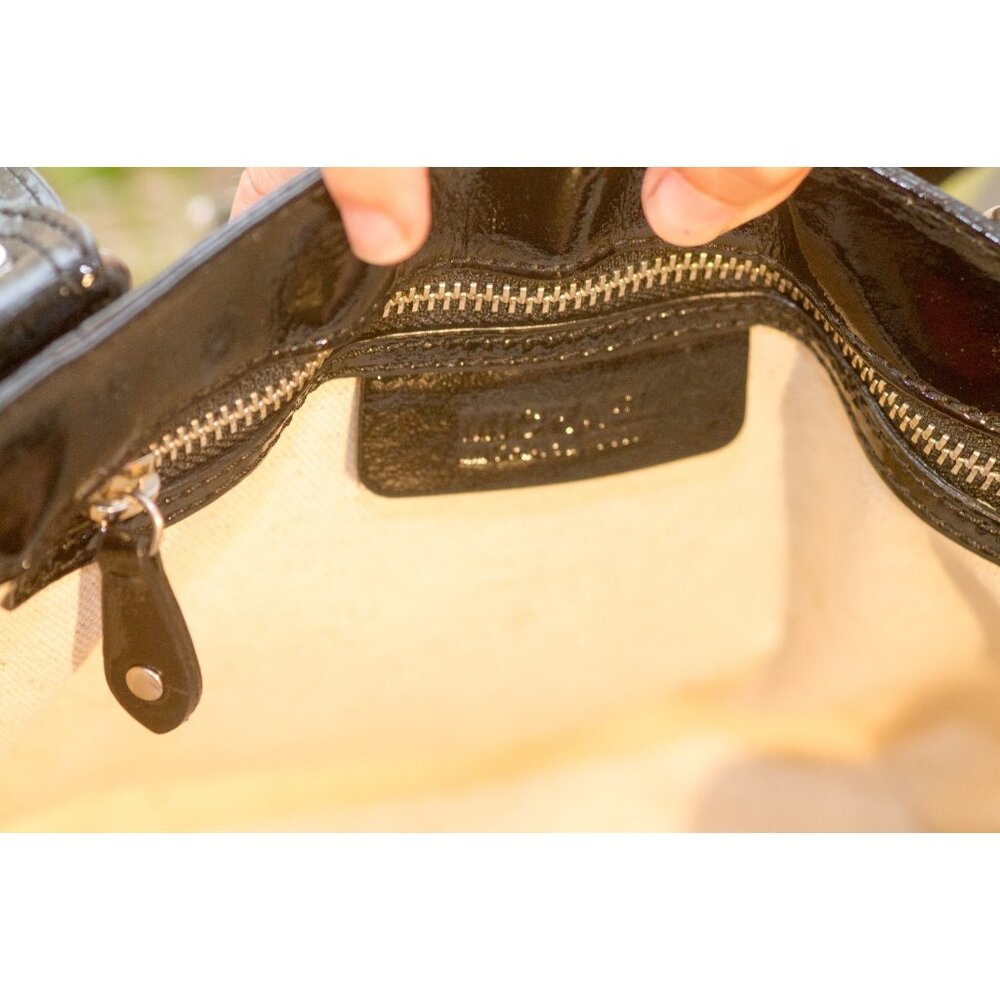 Michael Kors Straw and Black Leather Shoulder Bag - Picture 6 of 10